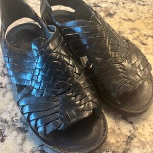 Brand X  Woven Leather Sandals Huaraches, black, women’s size 10 1/2